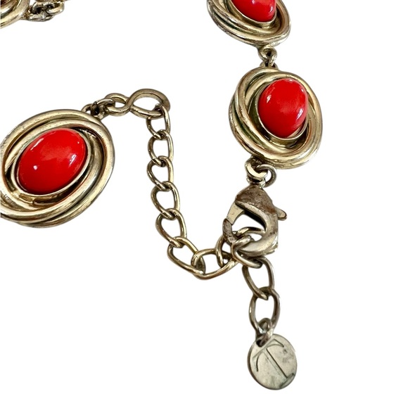 Vintage Talbots Gold-tone Orange Cabochons Necklace - Picture 4 of 6